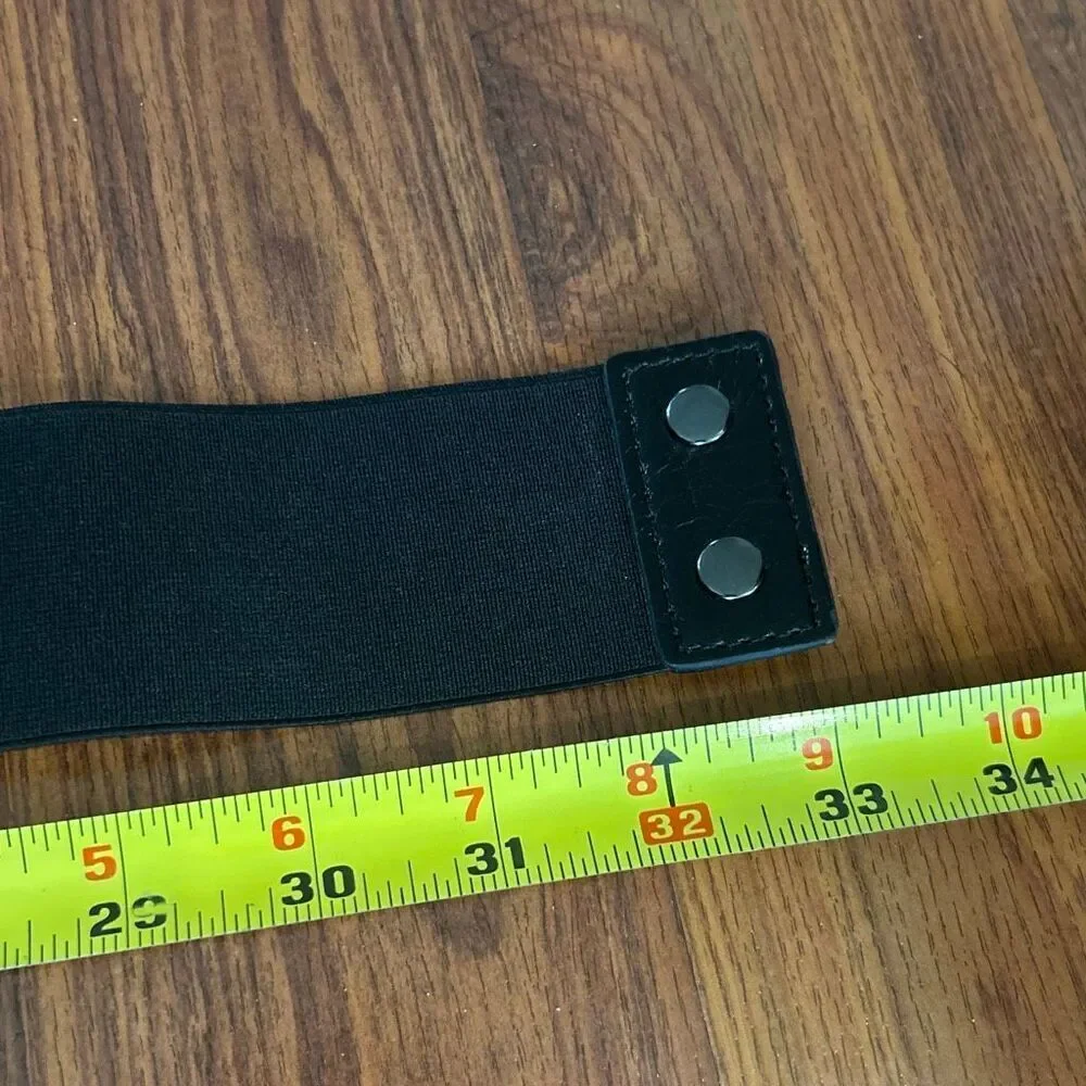 NWT Vince Camuto black faux leather and stud belt with elastic size L/XL